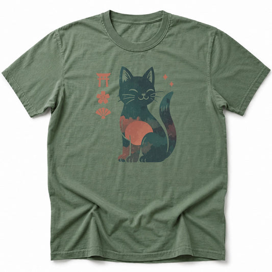 Lucky Cat Spirit T-Shirt Moss / S 17202689691445967405 T-Shirt
