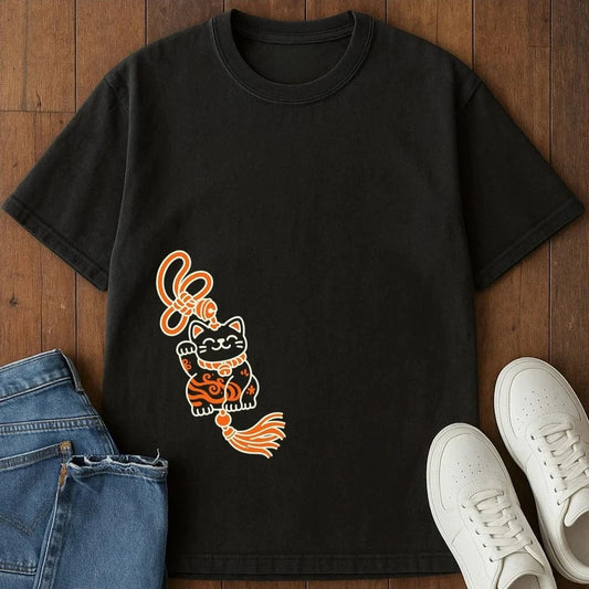 Lucky Neko Charm T-Shirt Black / S 88087977738721673154 T-Shirt