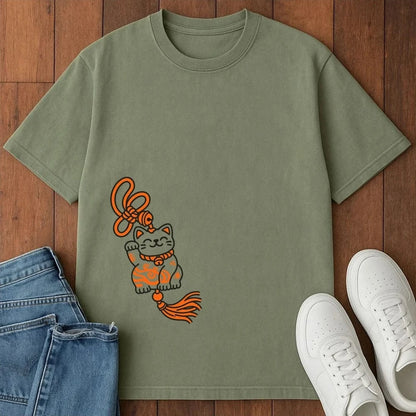 Lucky Neko Charm T-Shirt Moss / S 26971817316719536749 T-Shirt