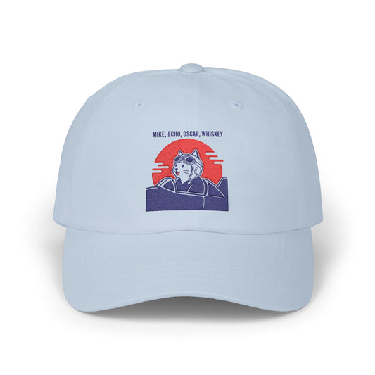 M.E.O.W. Embroidered Classic Cap — Stone & Blue Light Blue / One size 37284620677998727282 Hats