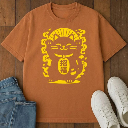 Maneki Neko Glow T-Shirt  – Softest Cat Tee on Earth Yam / S 30737404076230804514 T-Shirt