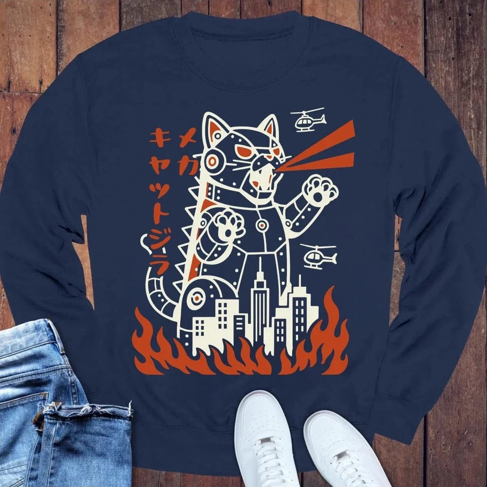 Mecha Kyattojira Sweatshirt S / Navy 81226854026741351447 Sweatshirt