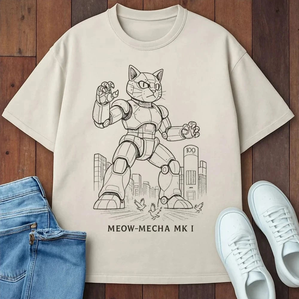 Meow Mecha Mk1 T-Shirt  – Softest Cat Tee on Earth Ivory / S 10113880600254654447 T-Shirt