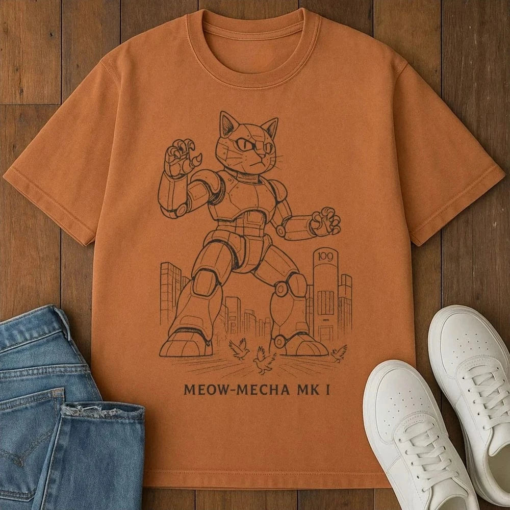Meow Mecha Mk1 T-Shirt  – Softest Cat Tee on Earth Yam / S 20196615169430419545 T-Shirt
