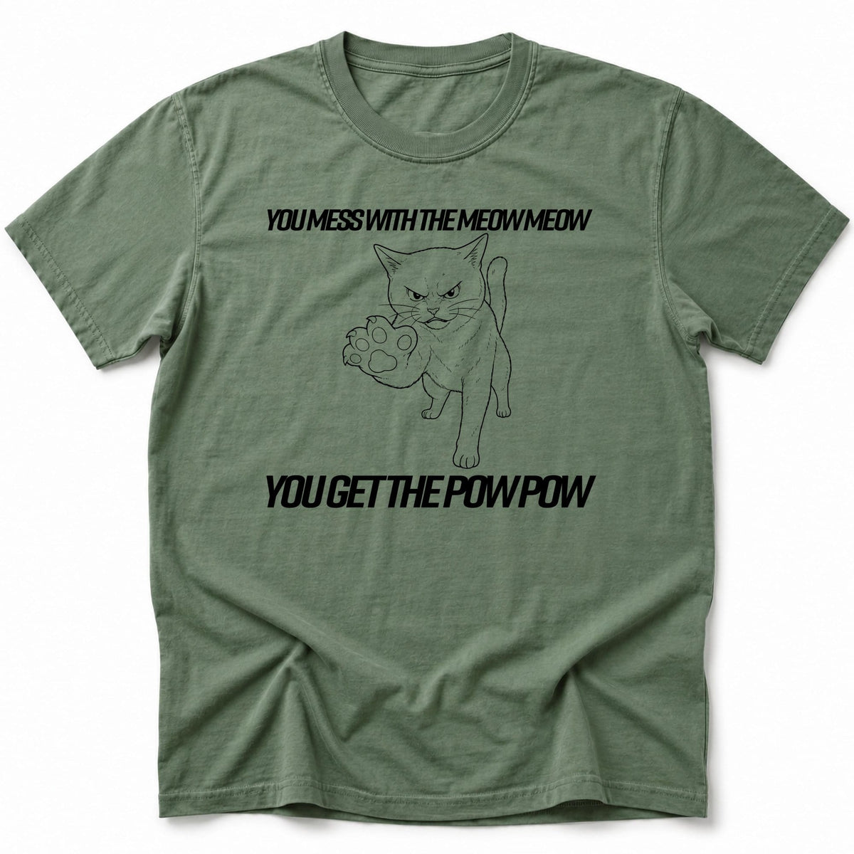 Meow Pow T-Shirt Moss / S 13981447884471936397 T-Shirt