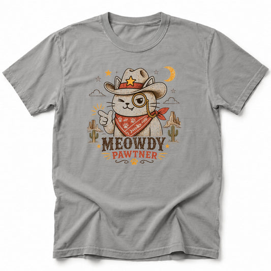 Meowdy Pawtner T-Shirt Grey / S 27089427830454910229 T-Shirt
