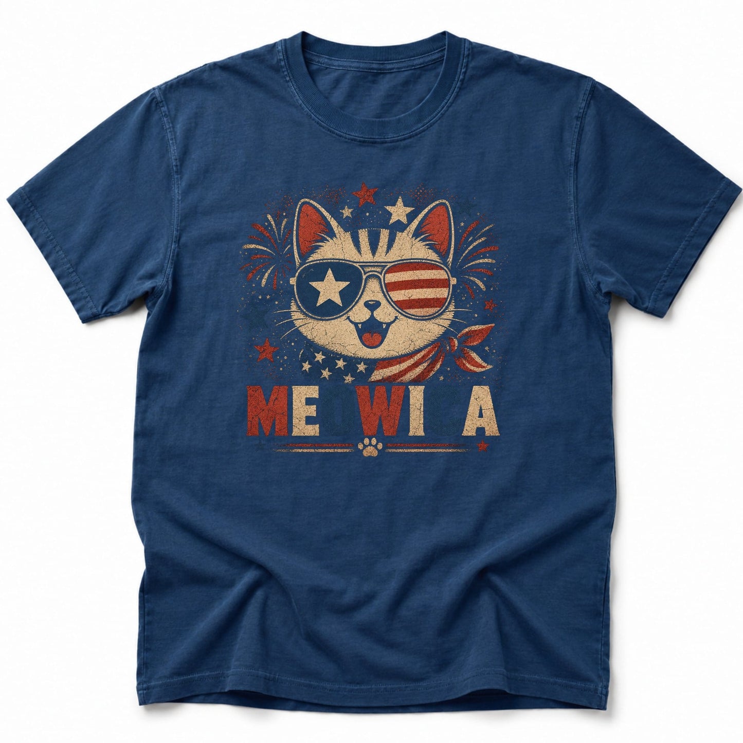 Meowica Shades T-Shirt Navy / S 17985373471034664669 T-Shirt