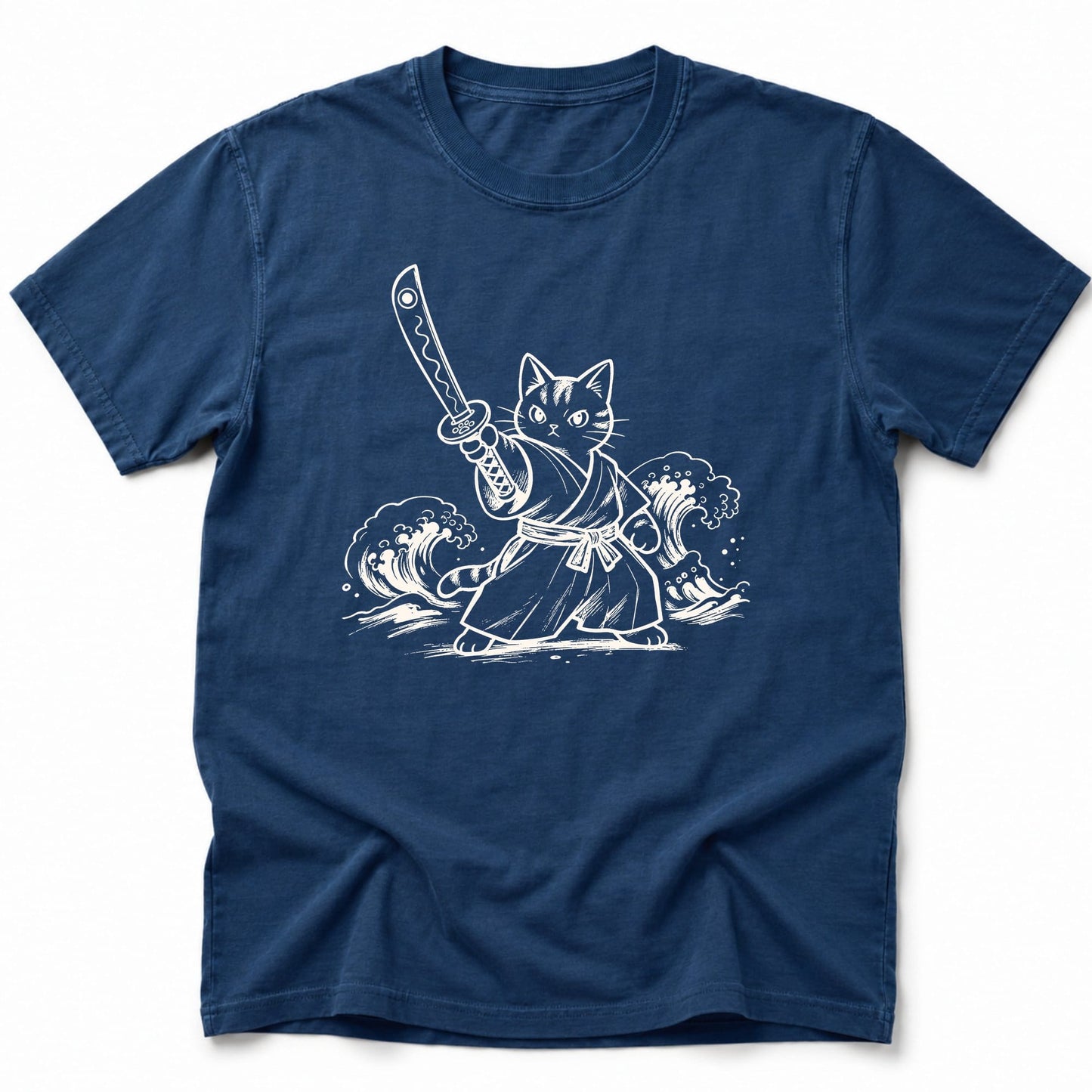 Meowmurai T-Shirt Navy / S 14601051437613048051 T-Shirt