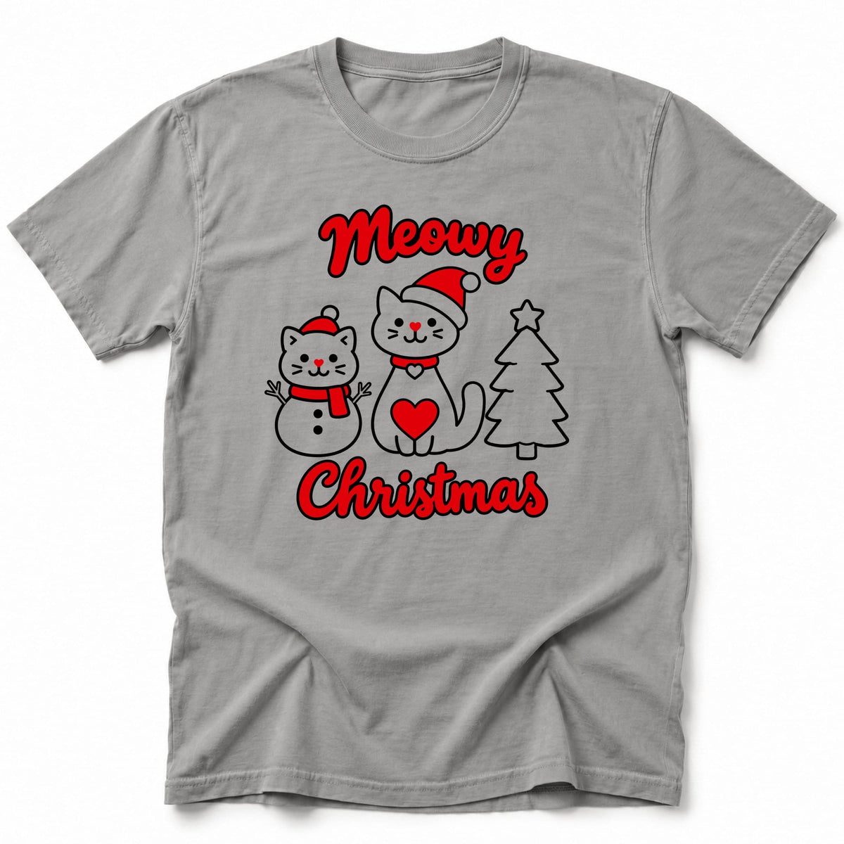 Meowy Christmas T-Shirt Grey / S 10406529695659536966 T-Shirt
