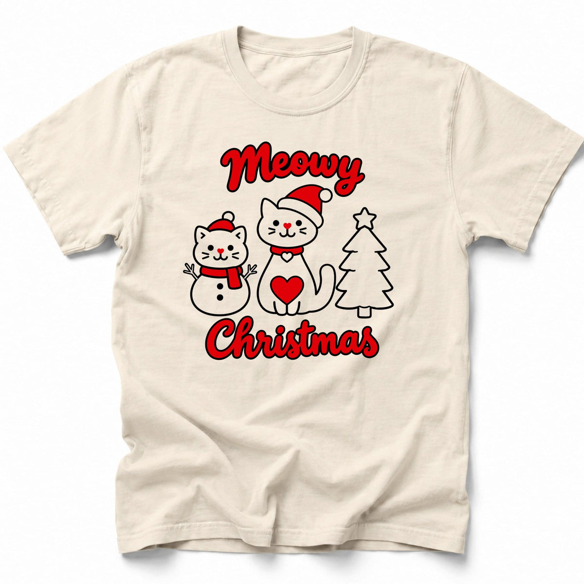 Meowy Christmas T-Shirt Ivory / S 48980304804885642738 T-Shirt