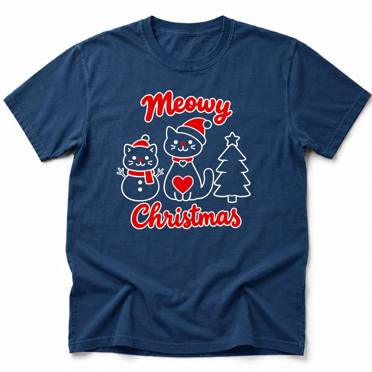 Meowy Christmas T-Shirt Navy / S 10457485053530905097 T-Shirt