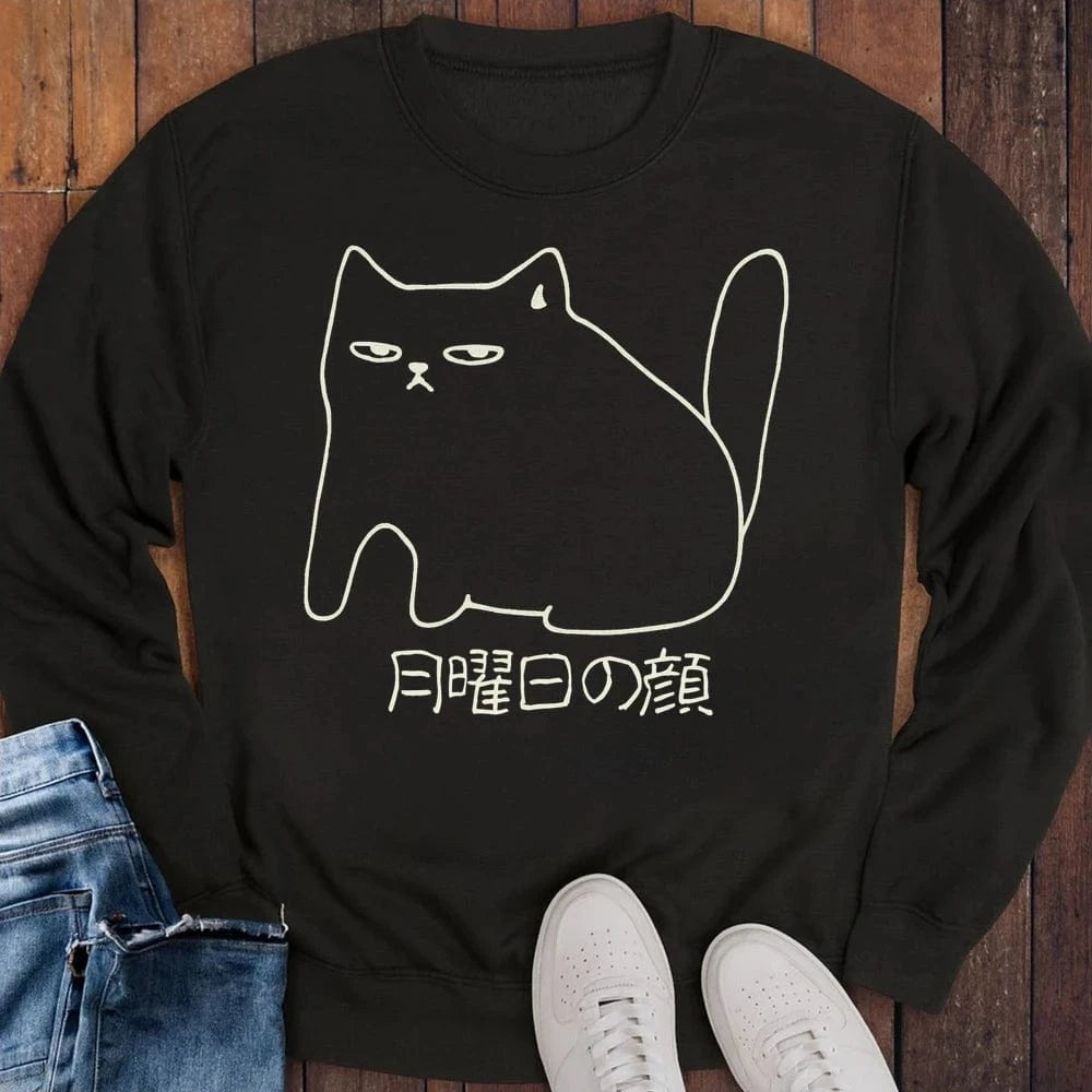 Monday Face Sweatshirt S / Black 21771600147449457629 Sweatshirt