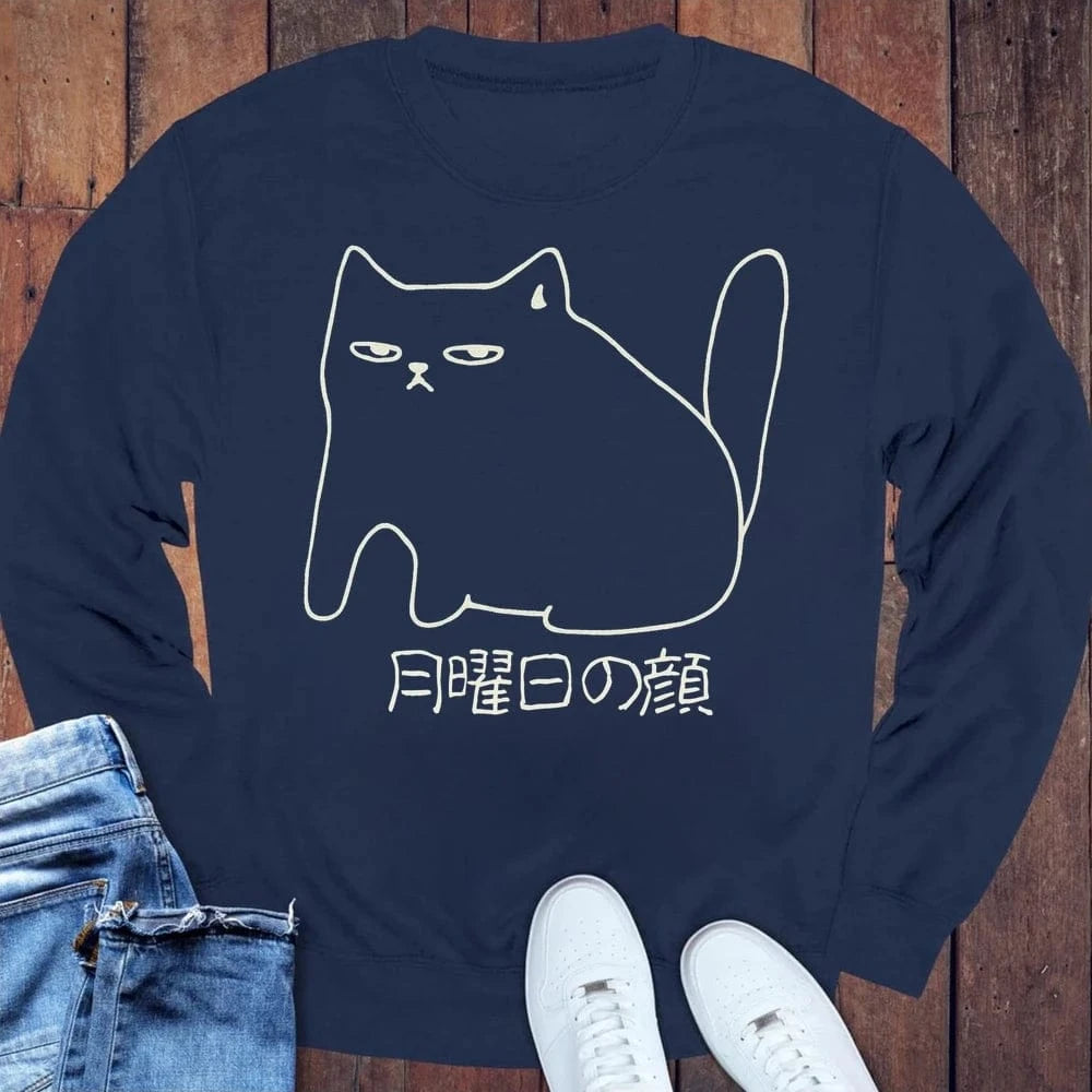 Monday Face Sweatshirt S / Navy 29646978033134231997 Sweatshirt