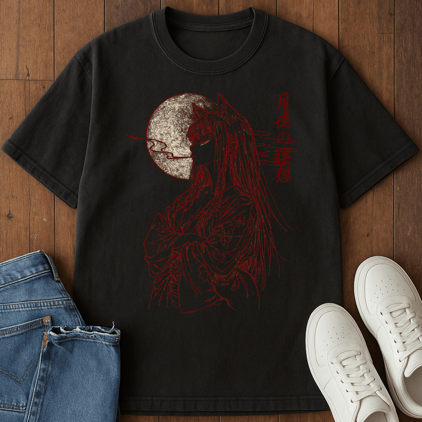 Moonlight Meditation T-Shirt  – Softest Cat Tee on Earth Black / S 21184320485294584742 T-Shirt