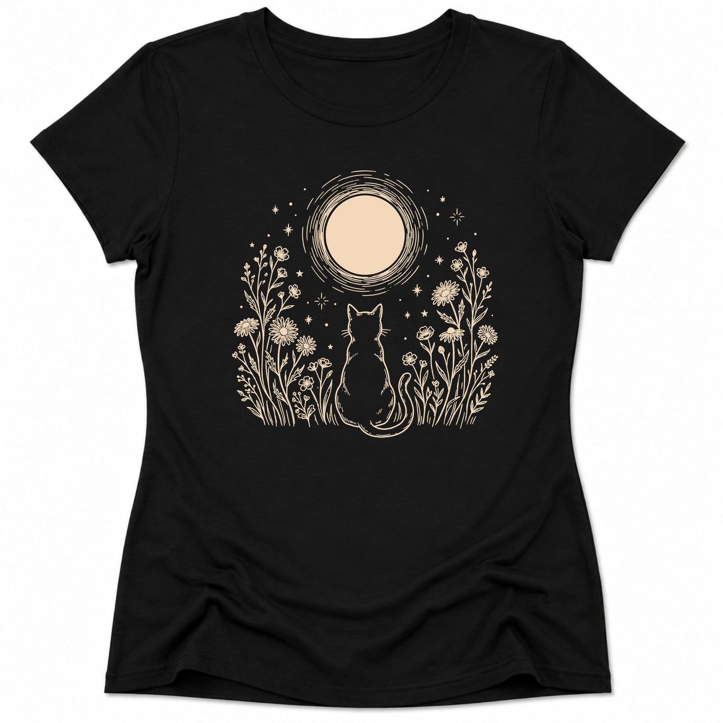 Moonlit Familiar Womens Tee S / Black 32952200486000815044 T-Shirt