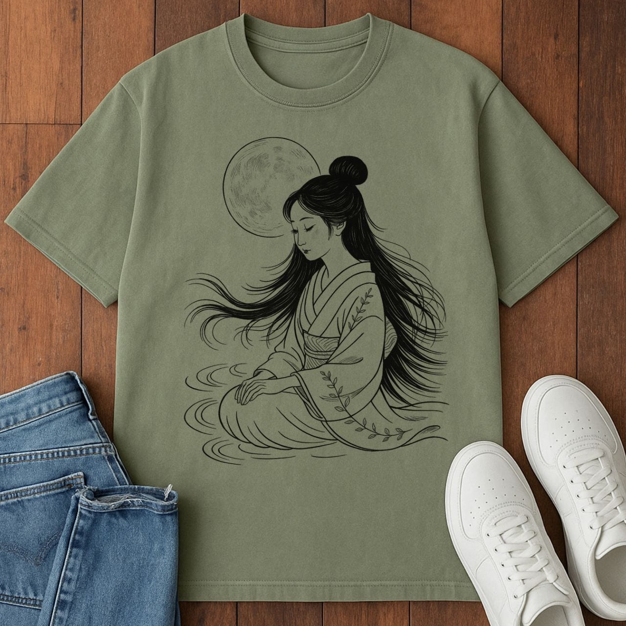Moonlit Stillness T-Shirt Moss / S 29834023824555367127 T-Shirt