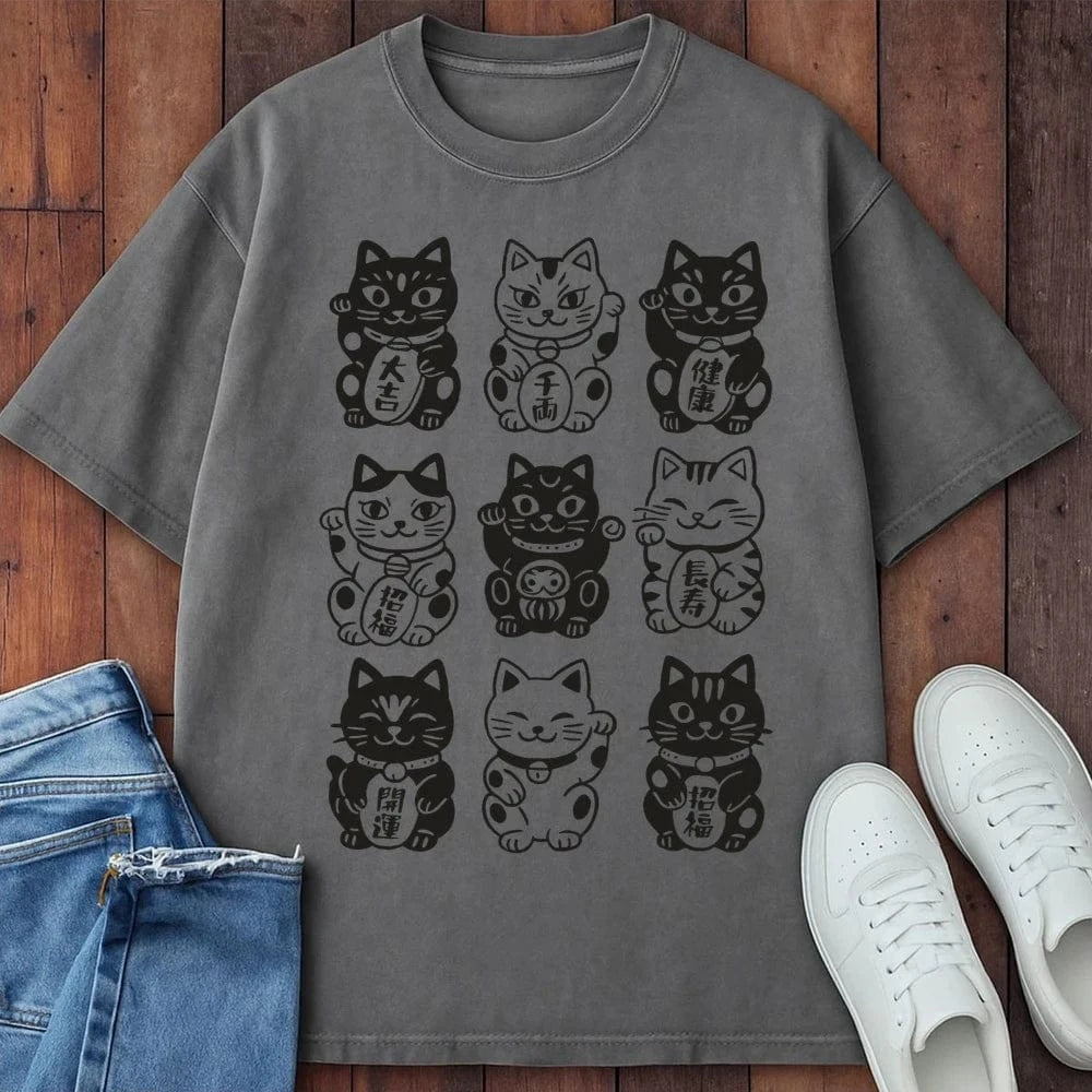 Neko Neko Fortune Squad T-Shirt Grey / S 13478490960723155453 T-Shirt