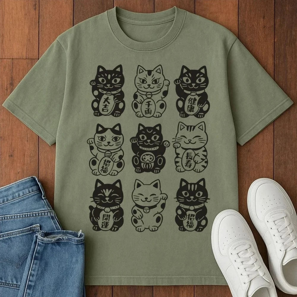 Neko Neko Fortune Squad T-Shirt Moss / S 82002427828139981206 T-Shirt