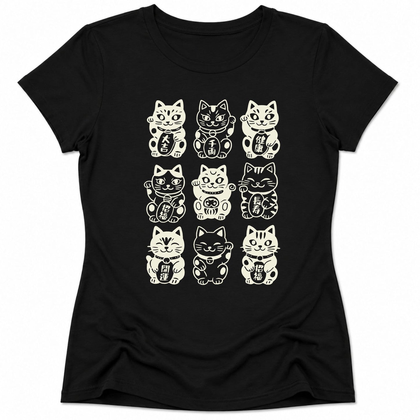 Neko Neko Fortune Squad Womens Tee Black / S 26475886545302673974 T-Shirt