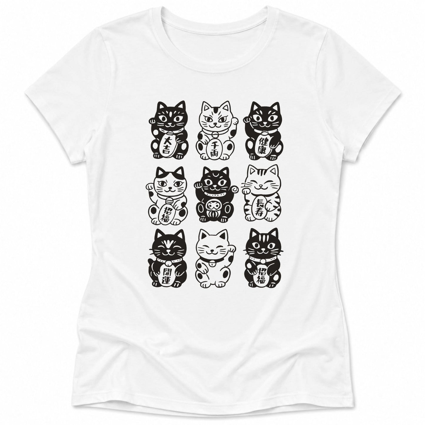 Neko Neko Fortune Squad Womens Tee White / S 11425089778273101436 T-Shirt