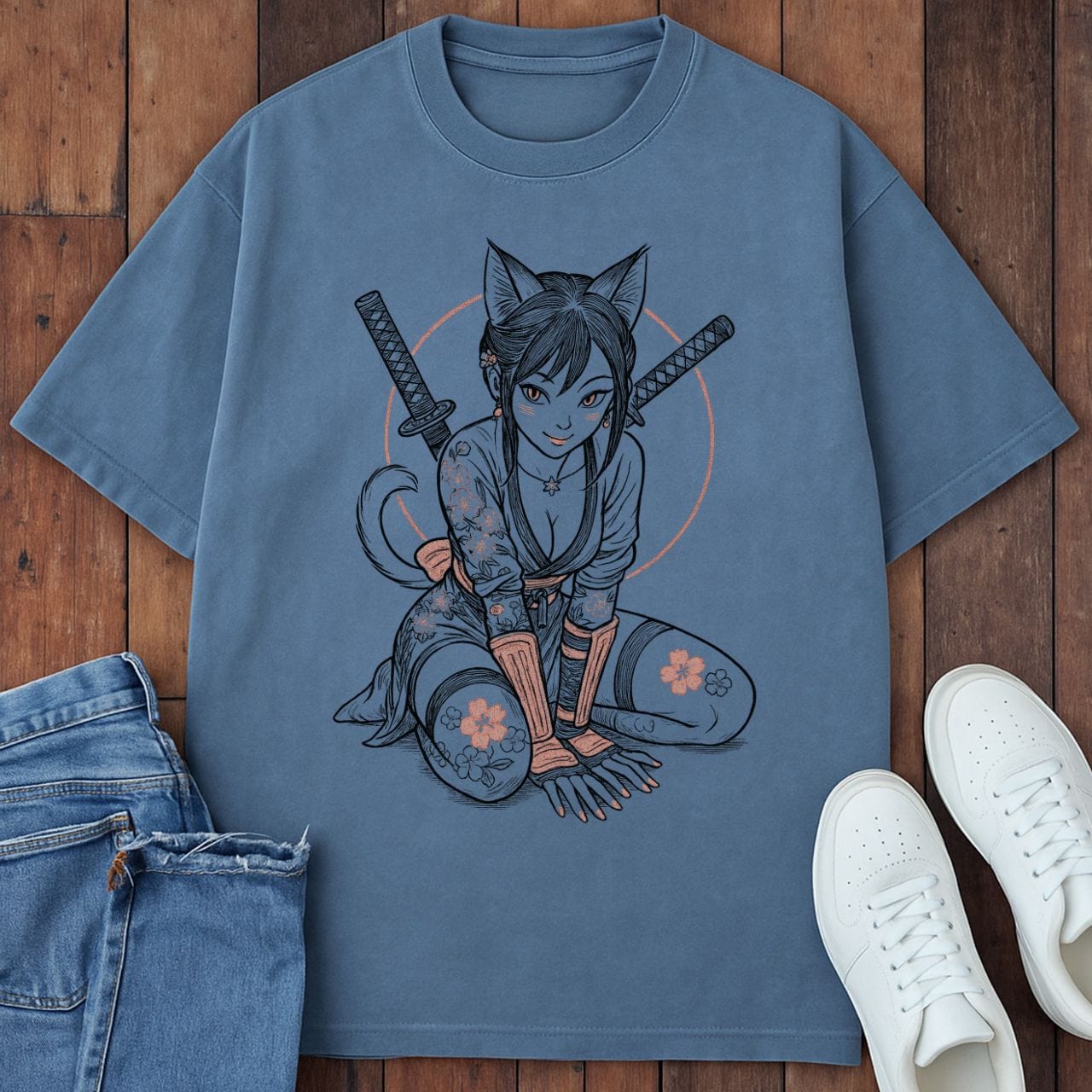 Neko Shinobi T-Shirt  – Softest Cat Tee on Earth Blue Jean / S 15256895273906932053 T-Shirt