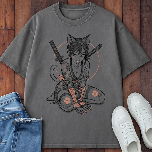 Neko Shinobi T-Shirt  – Softest Cat Tee on Earth Grey / S 31327356392674532576 T-Shirt