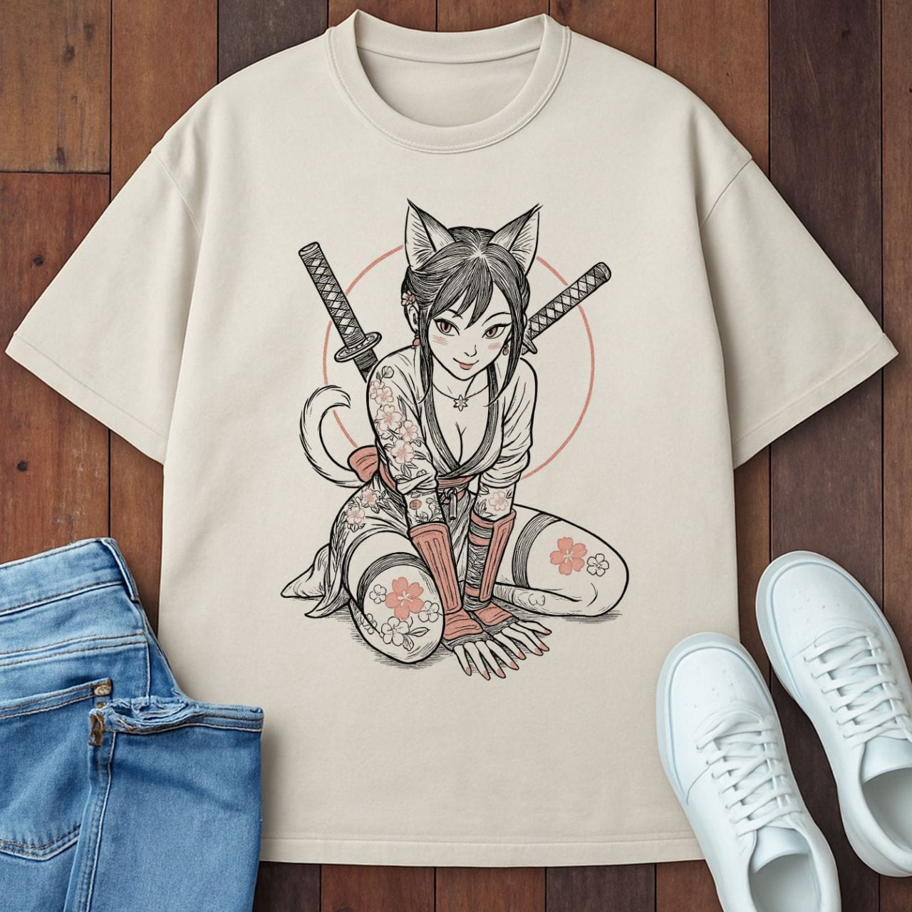 Neko Shinobi T-Shirt  – Softest Cat Tee on Earth Ivory / S 12793836368952253683 T-Shirt