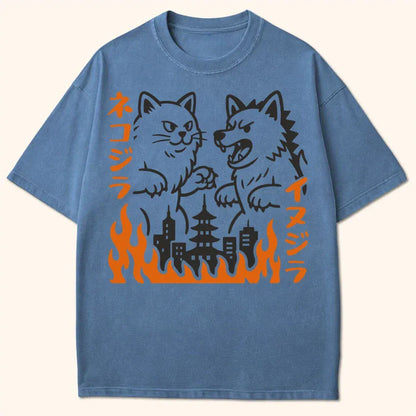 Nekojira Vs Inujira T-Shirt Blue Jean / S 88634811483608009008 T-Shirt