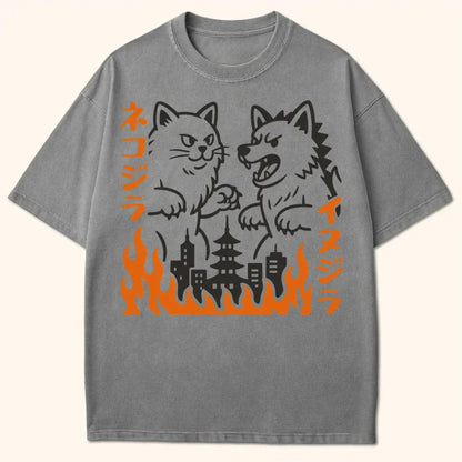 Nekojira Vs Inujira T-Shirt Grey / S 29207407073576065380 T-Shirt