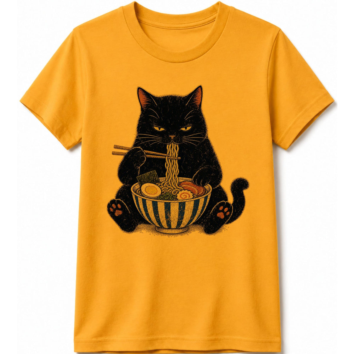 Noodle Nyan Kids Tee Gold / S 64674684396494795151 Kids clothes