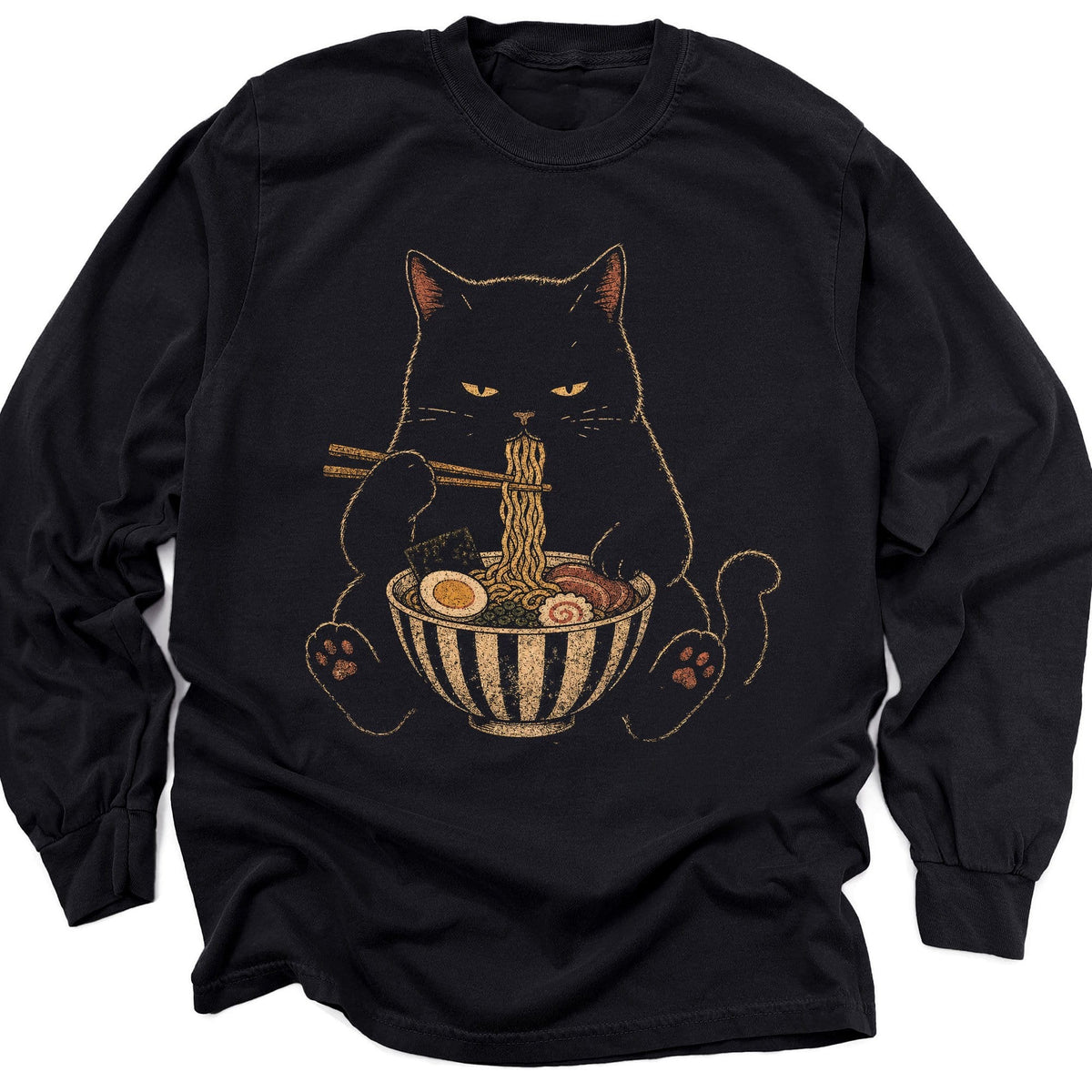 Noodle Nyan Long Sleeve Black / M 18993250643563485386 Long-sleeve