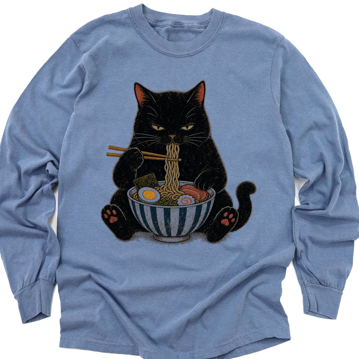 Noodle Nyan Long Sleeve Blue Jean / M 27766998874414514028 Long-sleeve