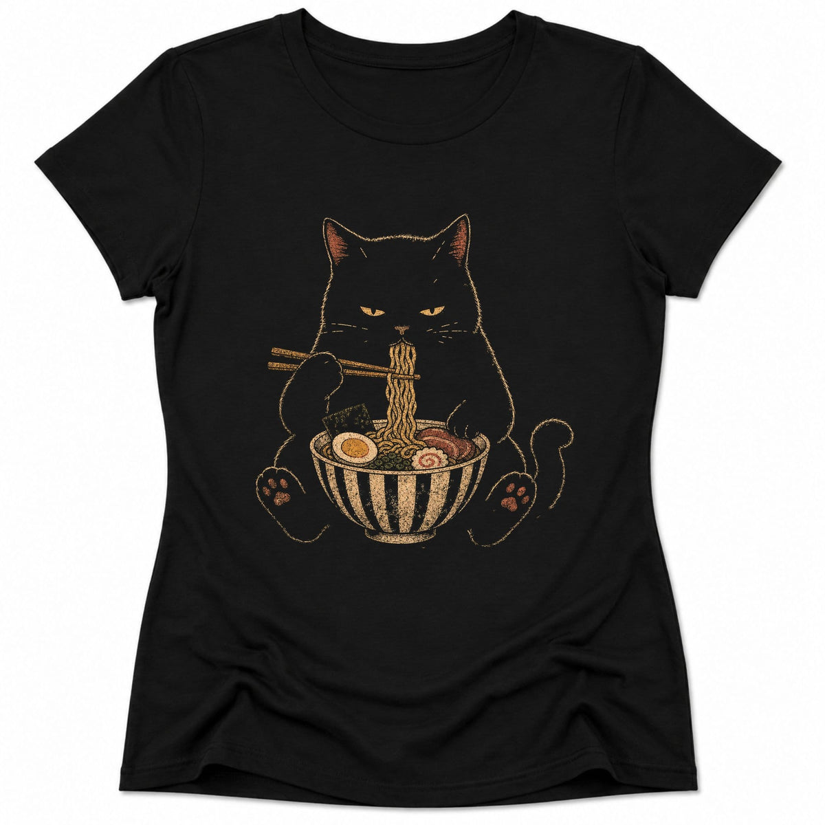 Noodle Nyan Womens Tee Black / S 22614446920104692629 T-Shirt
