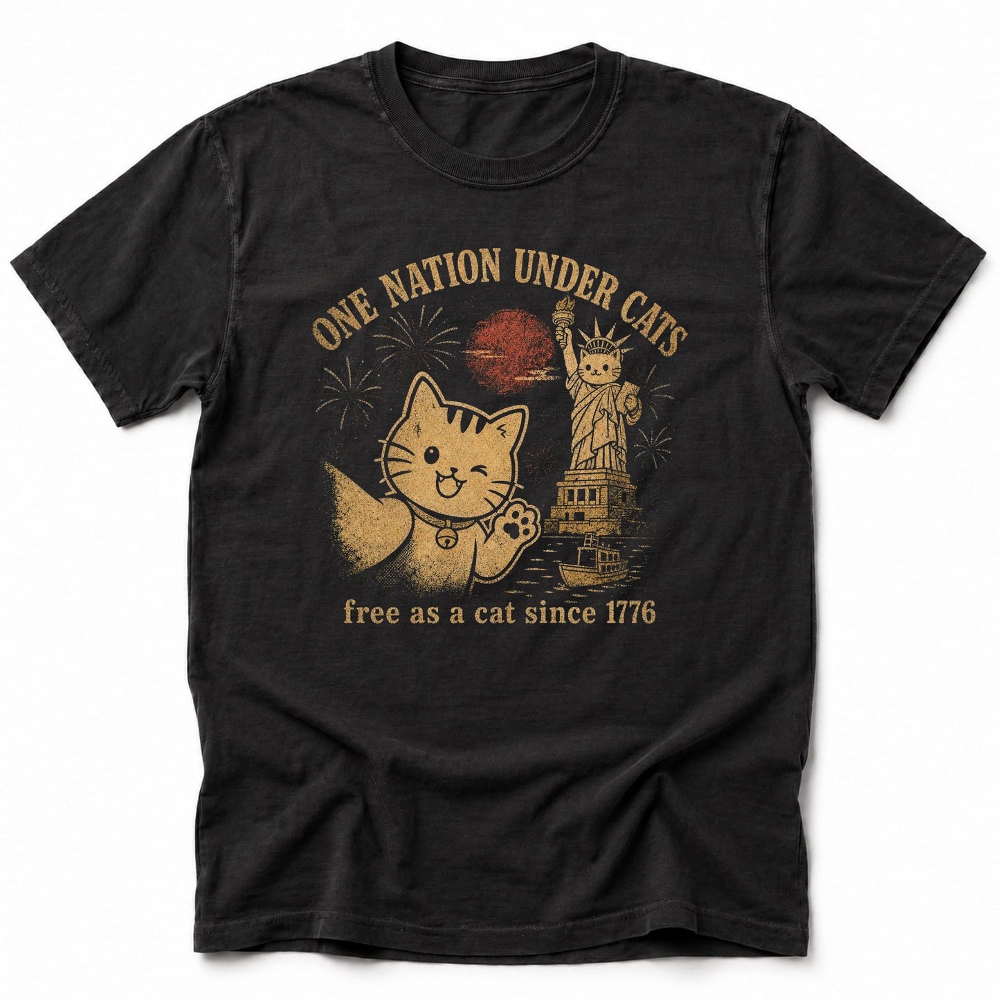 One Nation Under Cats T-Shirt Black / S 23349391028142735093 T-Shirt