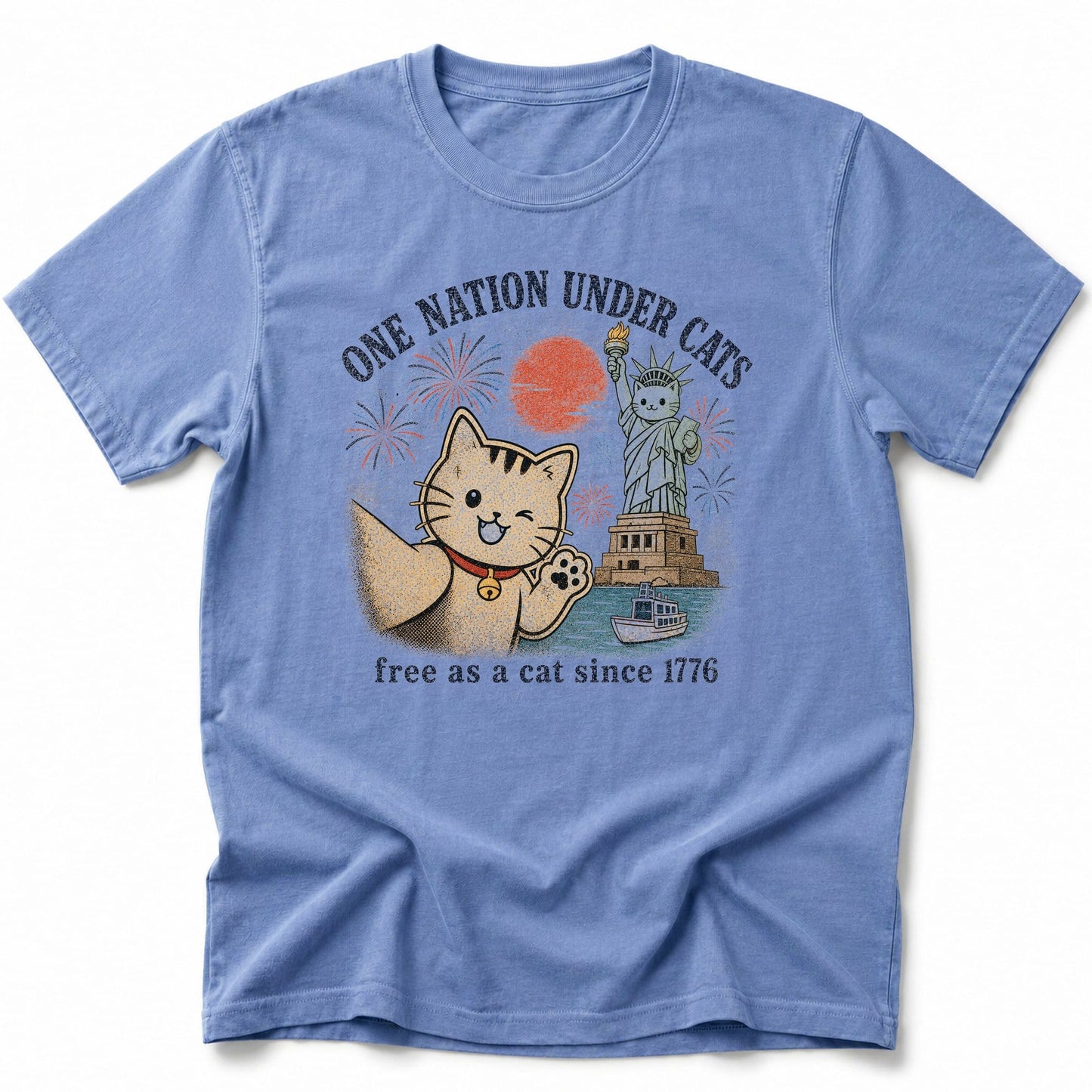 One Nation Under Cats T-Shirt Blue Jean / S 18090588760342382784 T-Shirt