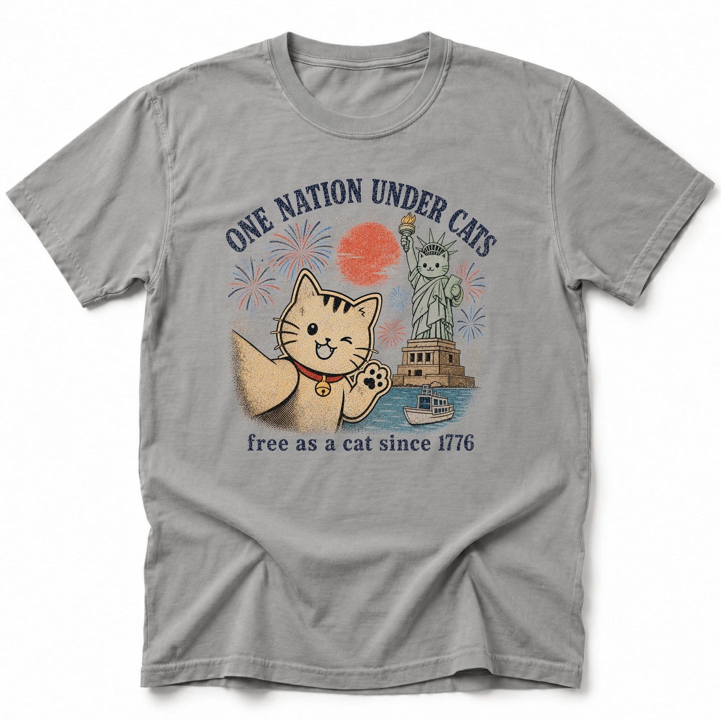 One Nation Under Cats T-Shirt Grey / S 27141269772427472548 T-Shirt