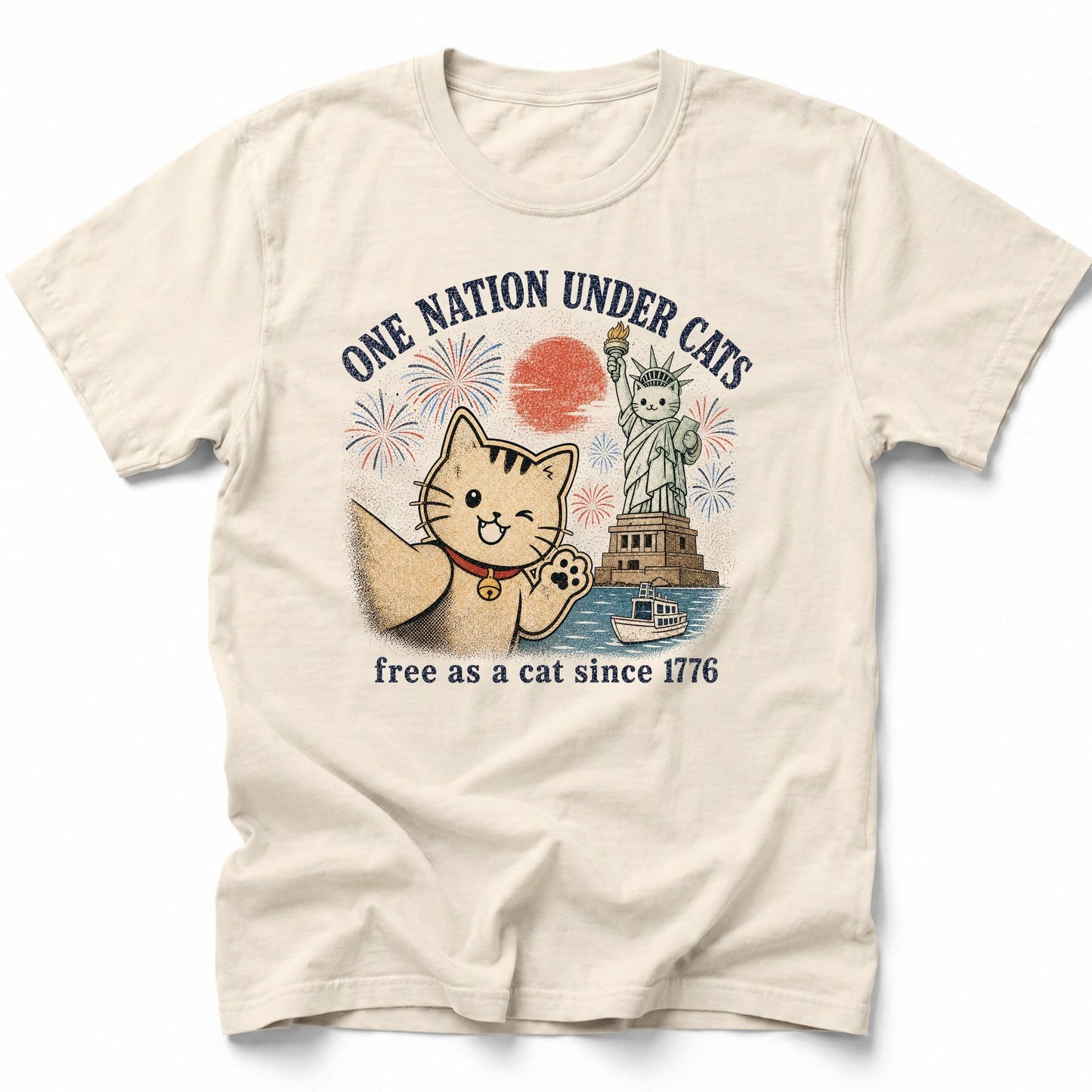 One Nation Under Cats T-Shirt Ivory / S 11136497022489011207 T-Shirt