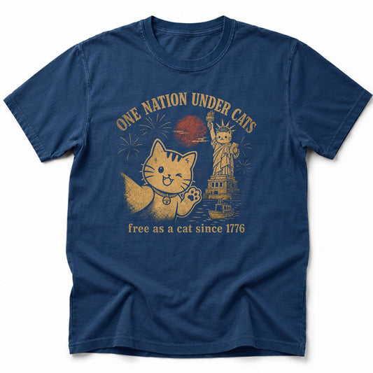 One Nation Under Cats T-Shirt Navy / S 18941767362051282528 T-Shirt