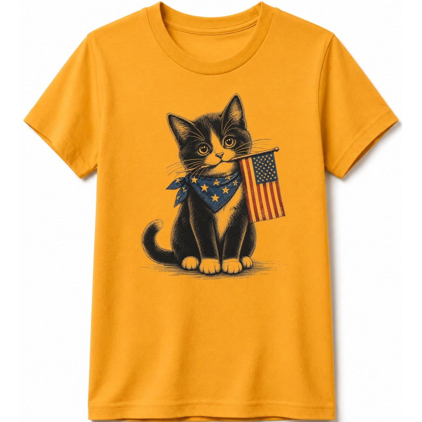 Proudly Purrtriotic Kids Tee S / Gold 20412738509870295218 Kids clothes
