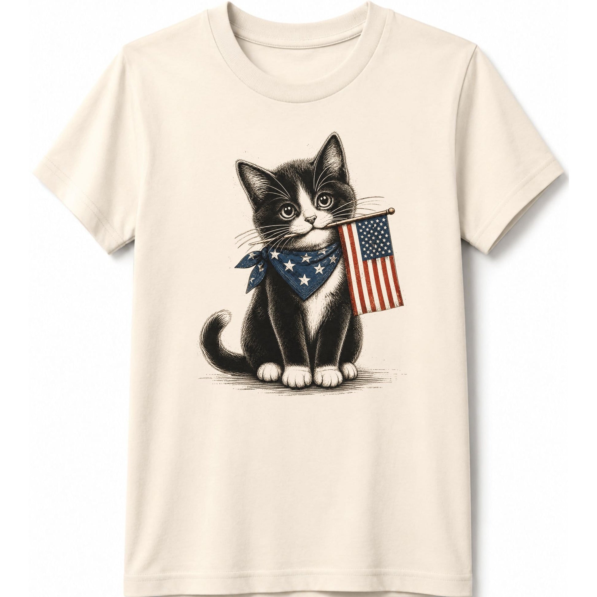 Proudly Purrtriotic Kids Tee S / Natural 21353370063810552639 Kids clothes