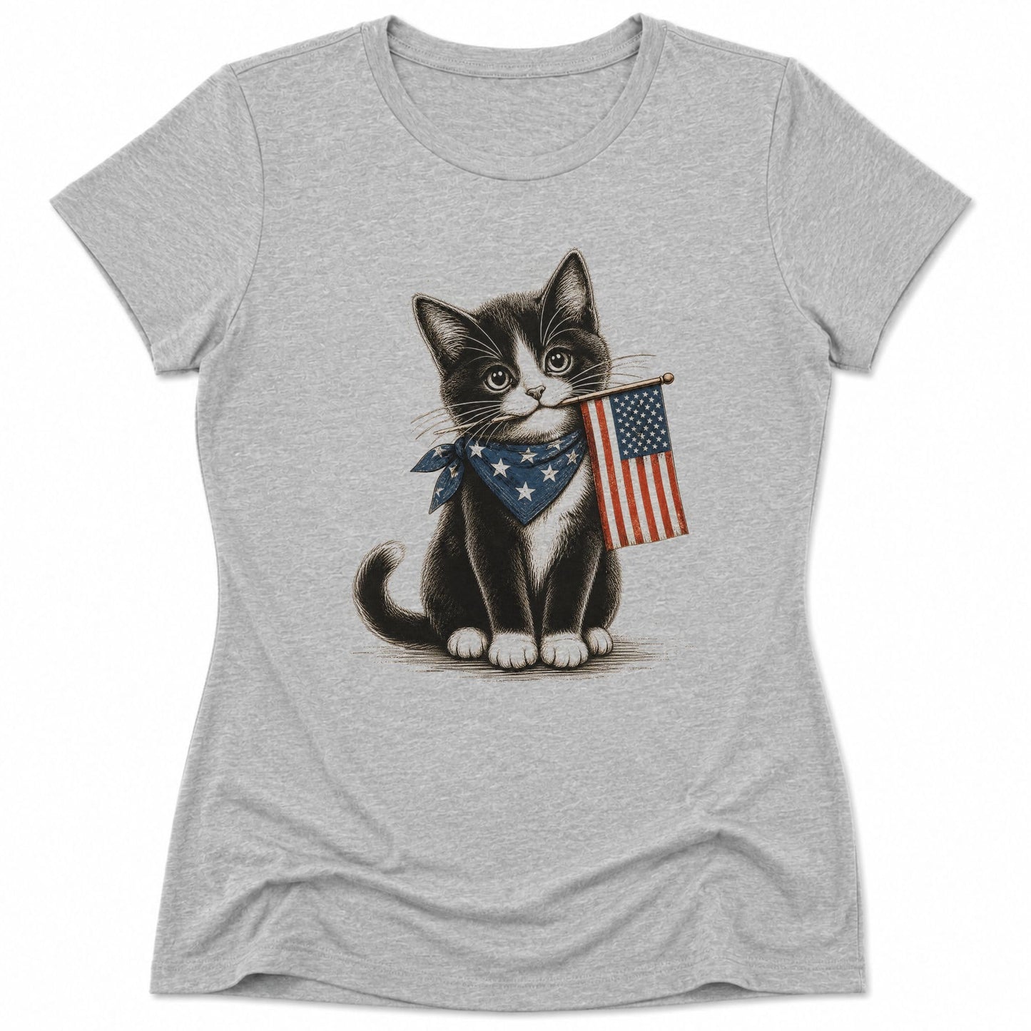 Proudly Purrtriotic Womens Tee S / Athletic Heather 99334062341772789970 T-Shirt