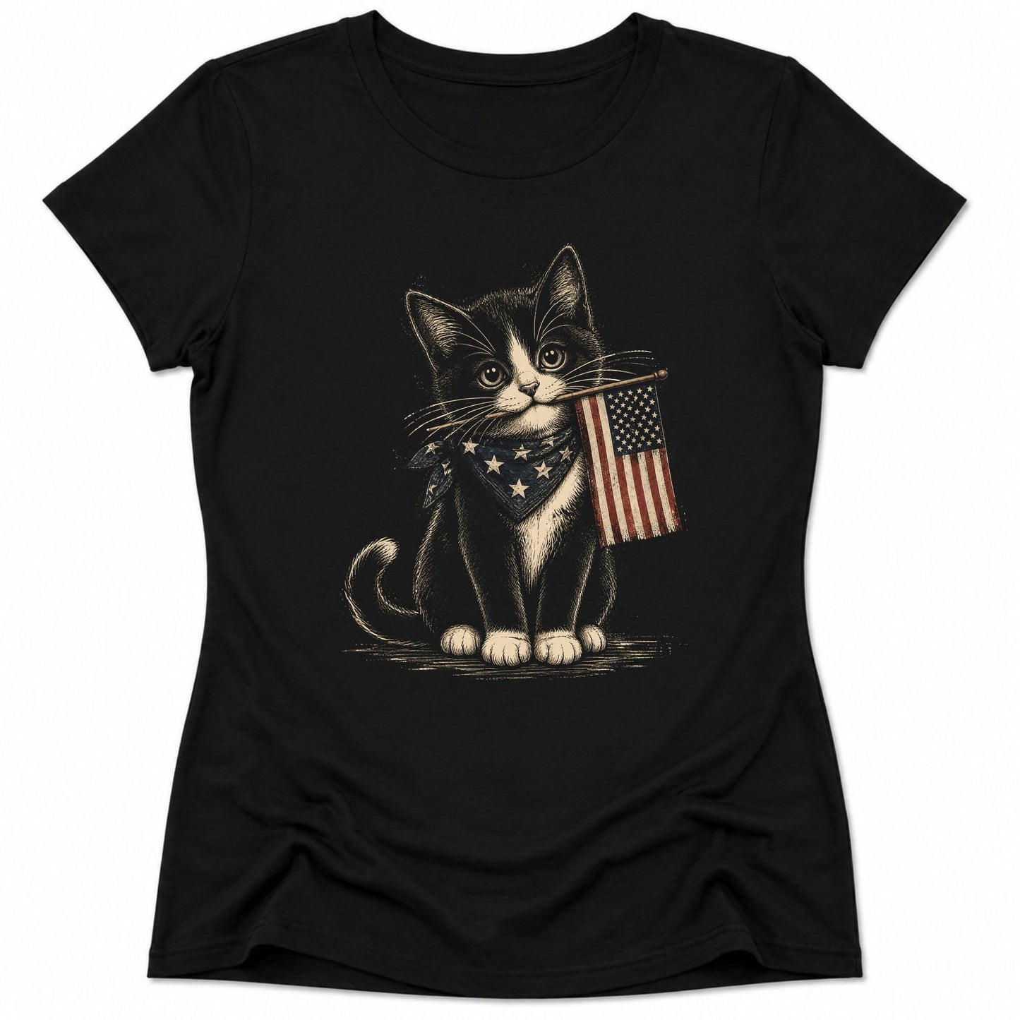 Proudly Purrtriotic Womens Tee S / Black 13261467145736326892 T-Shirt