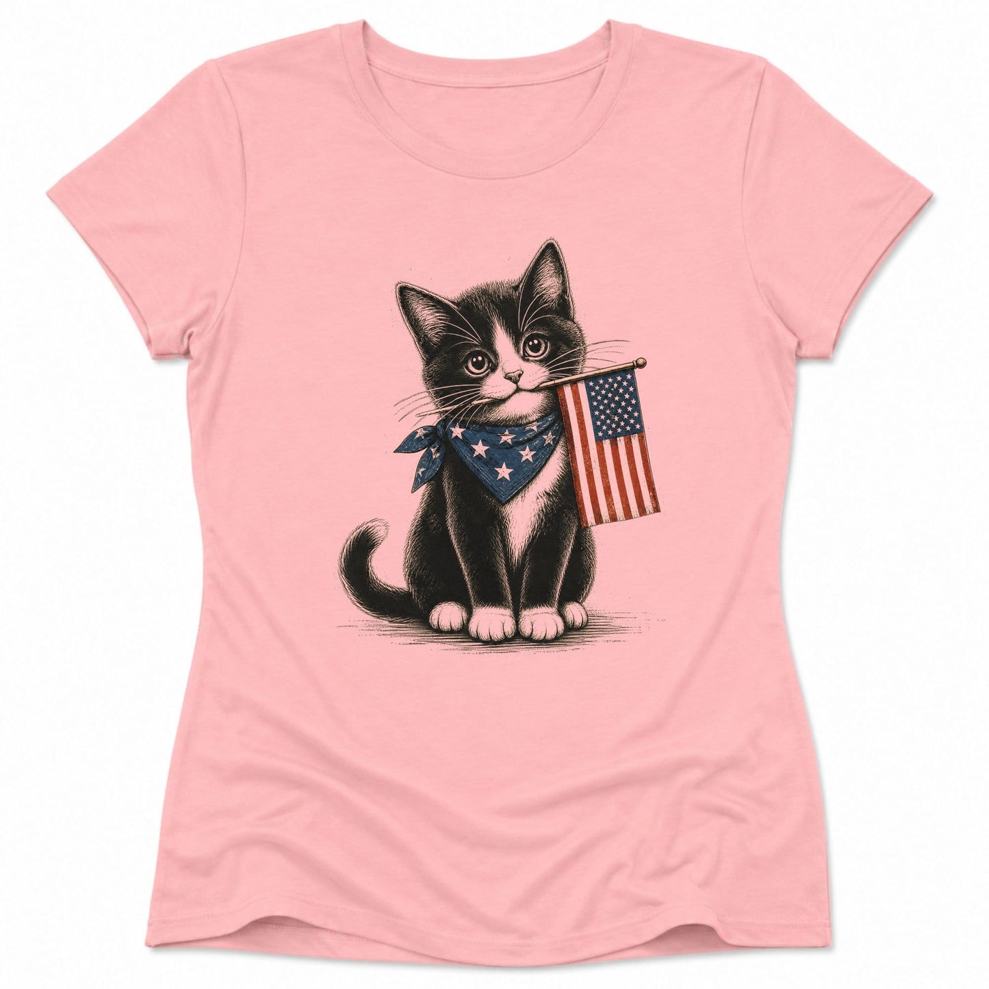 Proudly Purrtriotic Womens Tee S / Pink 23993416881016914312 T-Shirt