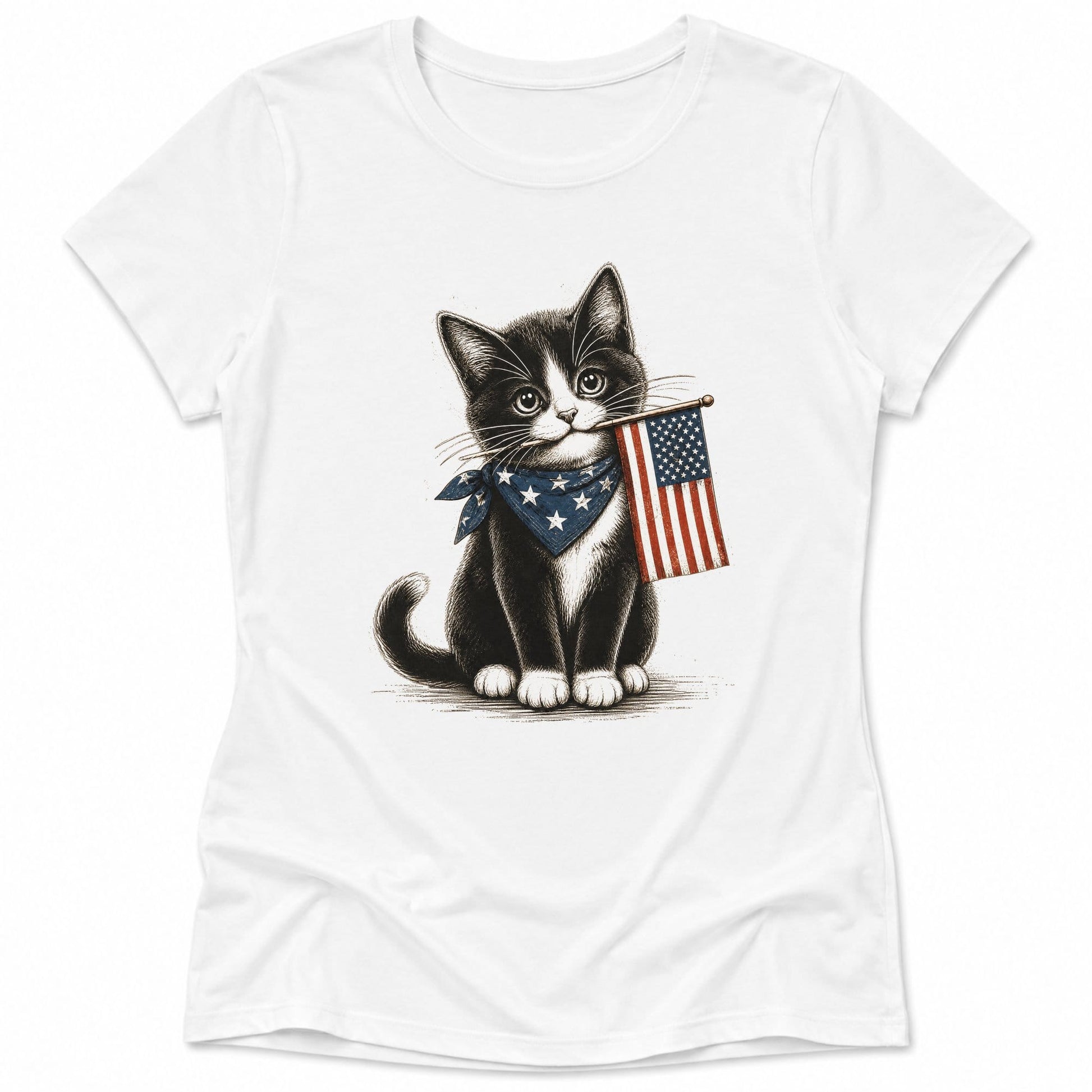 Proudly Purrtriotic Womens Tee S / White 26370410900714948483 T-Shirt