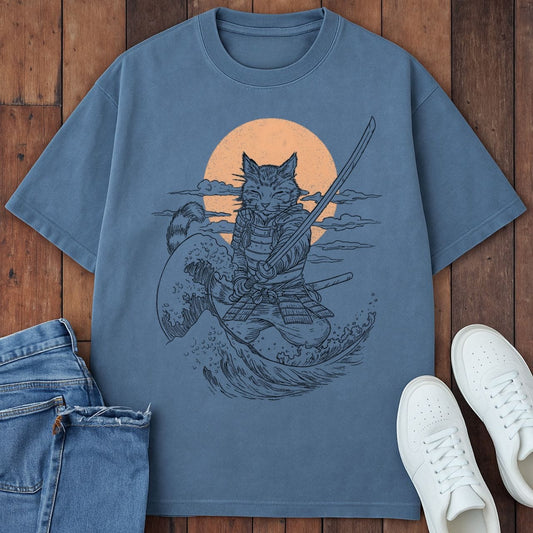 Purrfect Samurai T-Shirt  – Softest Cat Tee on Earth Blue Jean / S 87666179092095490701 T-Shirt