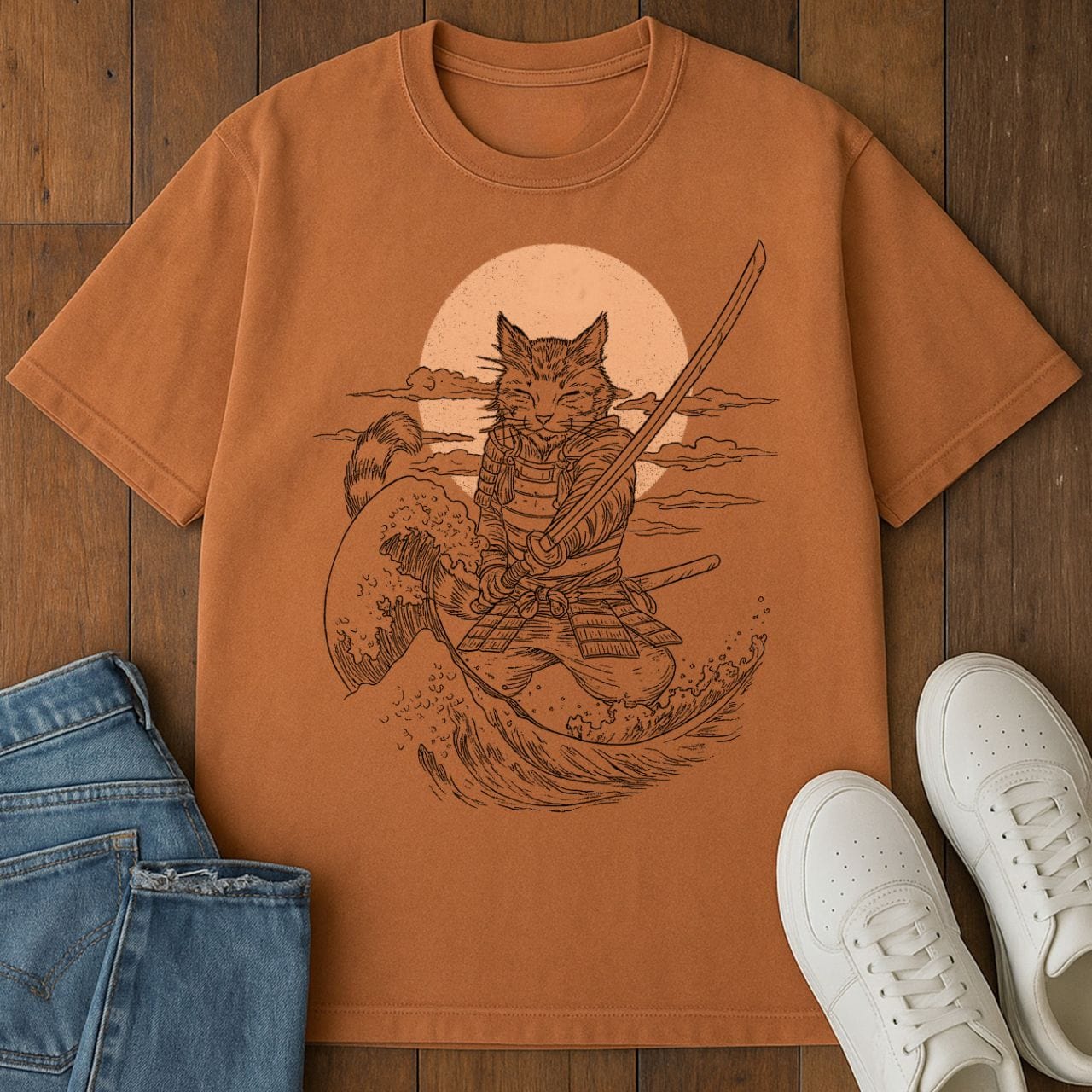 Purrfect Samurai T-Shirt  – Softest Cat Tee on Earth Yam / S 10056946377318814925 T-Shirt