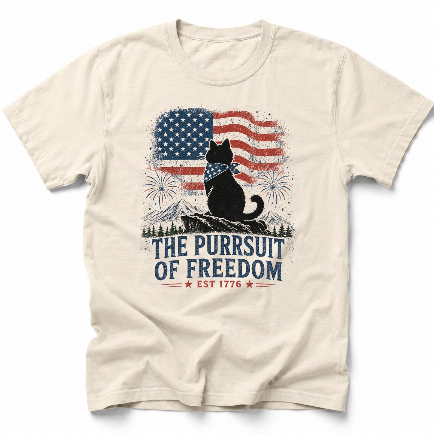 Purrsuit of Freedom T-Shirt Ivory / S 23819931494660315599 T-Shirt