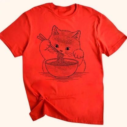 Ramen Meow Everyday Softstyle Tee Red / S 28448974537273316645 T-Shirt