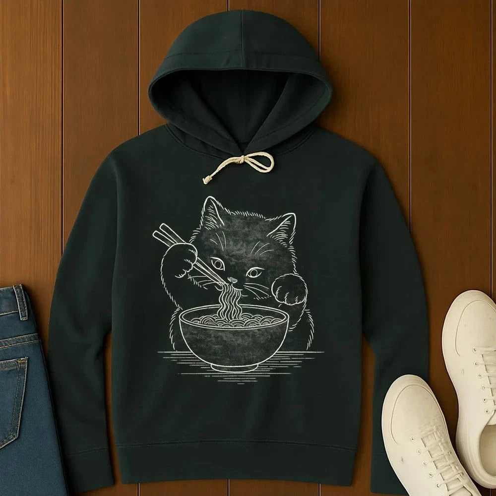 Ramen Meow Hoodie Black / S 22360127809885442336 Hoodie