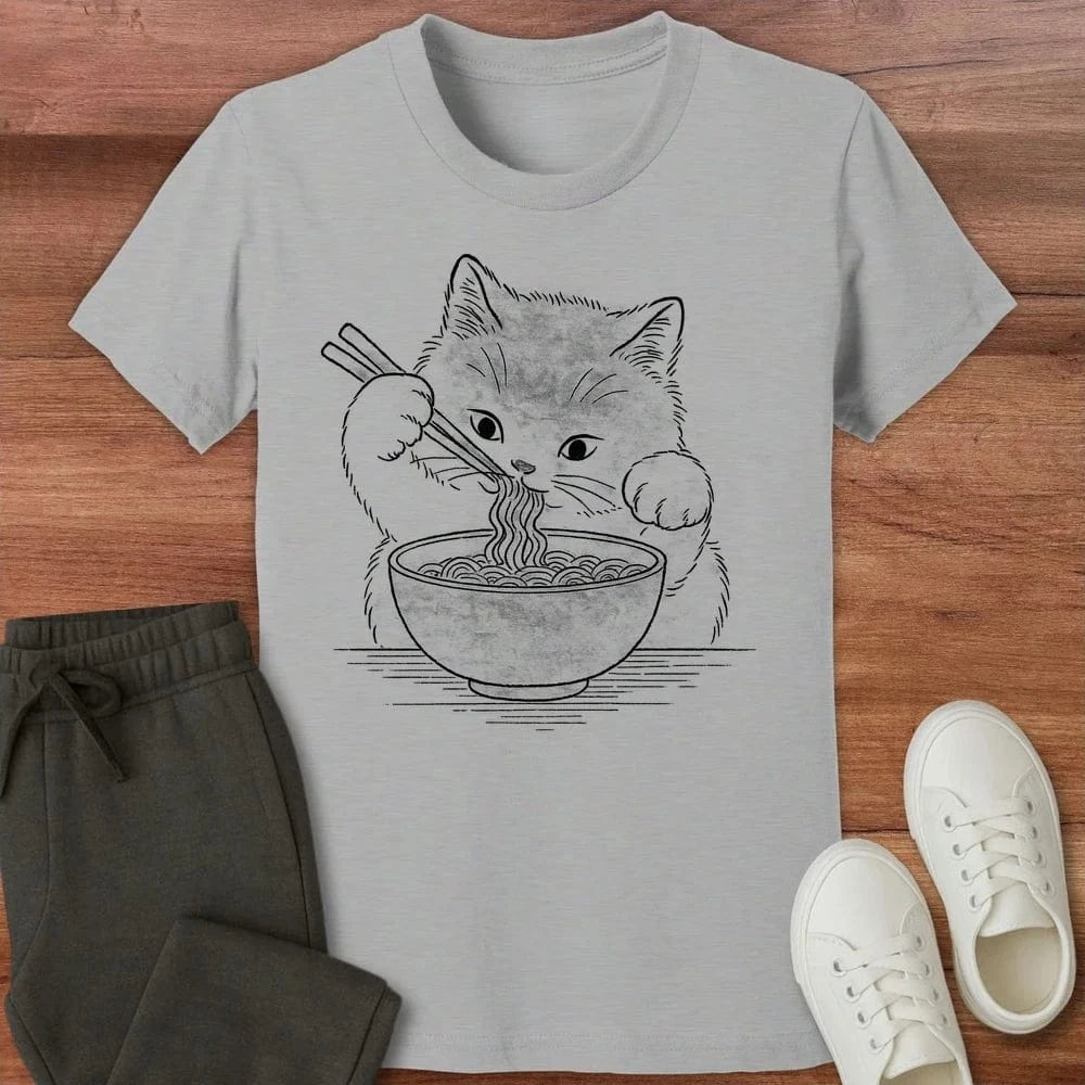 Ramen Meow Kids T-Shirt Athletic Heather / S 21028000192307777259 Kids clothes